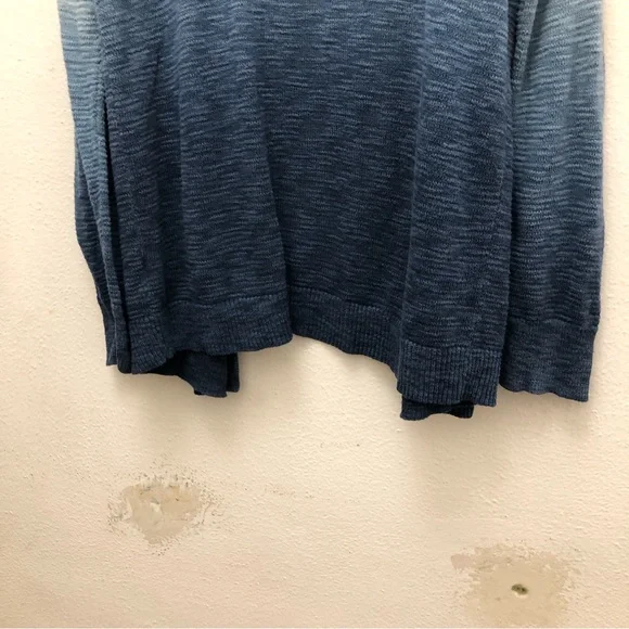 Sonoma W Size L Cream/Blue Color-Block Drop Shoulder Open-Front Cardigan Sweater - Picture 6 of 9